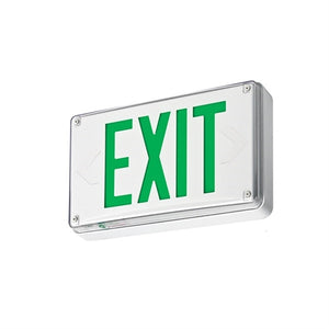 Lithonia LV S W 2 G 120/277 EL N UM All-Condition LED Exit Light, Stencil Face, White Faceplate on White Housing, Single Face, Green Letter, 120/277V, Nickel-Cadmium Battery, Universal Mount