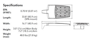 Lithonia RSX3 LED P3 30K R3 MVOLT IS PER7 DNAXD 266W LED Area Light, 3000K, Type 3 Wide Distribution, 120-277V, Adjustable Slipfitter, Seven-Wire Twist-Lock Receptacle Only, Natural Aluminum