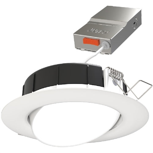 Lithonia WF4 ADJ SWW5 90CRI MB 4" Gimbal Wafer Housing-Free LED Downlight, IC/ Non-IC, New Construction/ Remodel, Switchable Color Temperature, 2700K-5000K, 90 CRI, Matte Black