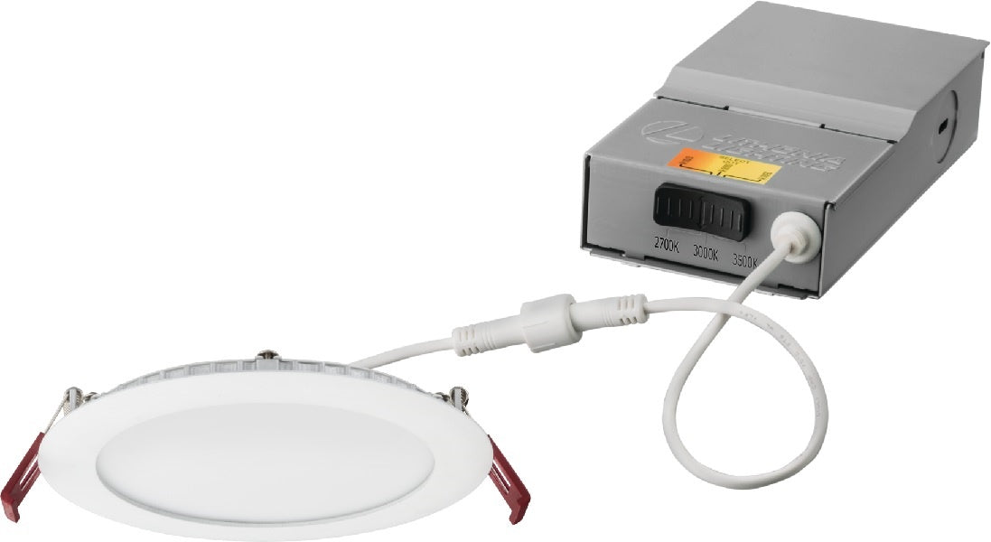 Lithonia WF6 LED 27K30K35K MVOLT 90CRI MW 6" Round Wafer-Thin Housing-Free LED Downlight, IC/ Non-IC, New Construction/ Remodel, Switchable Color Temperature, 2700K, 3000K, 3500K, 120-277V, 90 CRI,