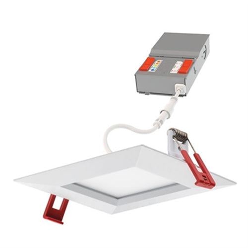 Lithonia WF6 SQ SM ALO41 SWW5 90CRI MW 6 inch LED Square Recessed Downlight, Canless, 13 Watts, Adjustble Lumen output 650/850/1000, 2700K-5000K, 90 CRI, Matte White