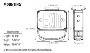 Lithonia WLTC 2 R SD TPS M4 Wet Location Double Face LED Red Exit Sign Combo with Battery Backup, White Double Face, Red Letter