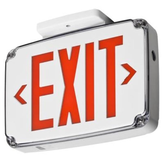 Lithonia WLTE B 2 R Wet Location Exit Sign, Black Housing, Double Face, Red Letter