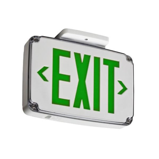 Lithonia WLTE GY 1 G EL Wet Location Exit Sign, Gray Housing, Single Face, Green Letter, Nickel-Cadmium Battery