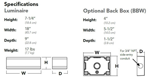 Lithonia WSR LED P2 50K SR4 MVOLT BBW DBLXD 24W LED Architectural Wall Sconce, One Engine, 10 LEDs, 700mA, 5000K, Type IV Distribution, 120-277V, Surface-Mounted Back Box, Black Finish