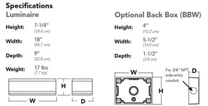 Lithonia WSR LED P2 50K SR4 MVOLT BBW DBLXD 24W LED Architectural Wall Sconce, One Engine, 10 LEDs, 700mA, 5000K, Type IV Distribution, 120-277V, Surface-Mounted Back Box, Black Finish