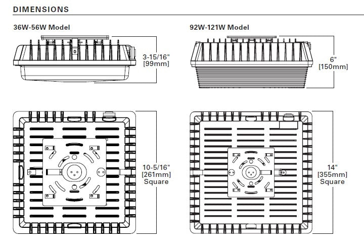 Lumark CLCSLED-40-SM-UNV-7050 36W Low Profile Canopy Parking Garage Light, Surface Mount, 120-277V, 70 CRI, 4000K70 CRI, 5000K