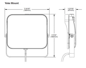 Lumark LSF65-YK-PC 11-15-22-25W LED Floodlight, Selectable CCT 3000K-4000K-5000K , 70 CRI, 120-347V, 50-60 Hz, Yoke Mount, Dusk-to-Dawn via Button-Type Photocontrol