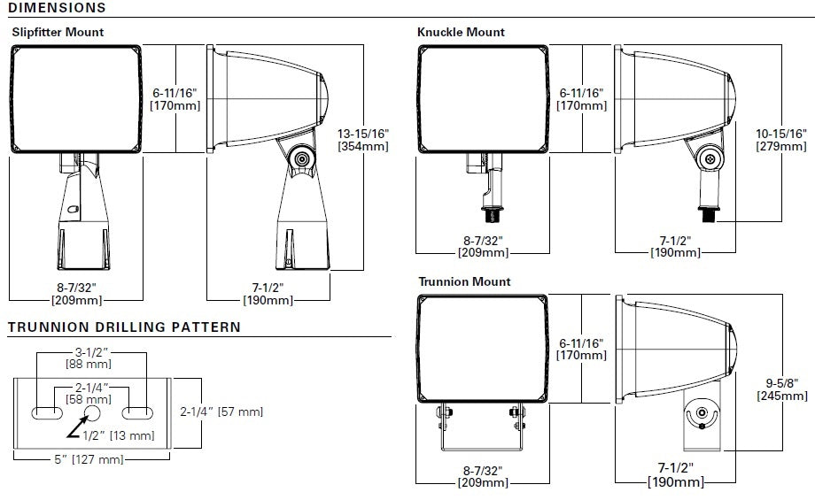 Lumark NFFLD-S-C70-T-UNV Night Falcon Small LED Floodlight, 120-277V, 2700 Lumens, Trunnion Mount
