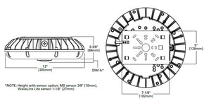 Lumark RPGC25-MS/DIM-L20 60WParking Garage and Canopy Light, Motion Sensor for Dimming Operation, 9' - 20' Mounting Height, 120-277V