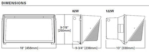 Lumark WPLLED-125-GL-UNV-7050 122W Glass LED Wallpack, 120-277V, 5000K