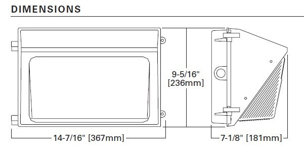 Lumark WPMLED-75-GL-UNV-PC 76W Borosilicate Glass LED Wallpack, 120-277V, 70 CRI, 4000K, Button Photocell