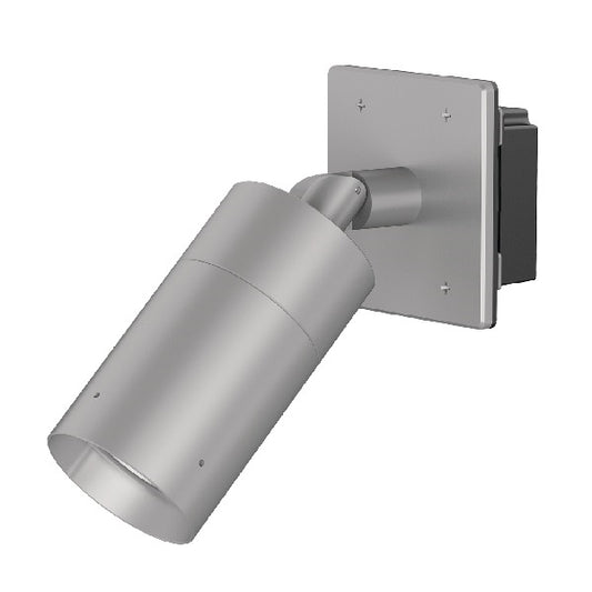 Lumiere 1003-A1-RCS-FL-LED2790-F-CS-L1-UNV-WRS 10W Lanterra 1003 Accent and Flood LED, 1 Head, Flush Lens Hood, 2700K, 90 CRI, Flood Optic, City Silver Finish, 120-277V, Square Wall Plate Remote Driver Housing