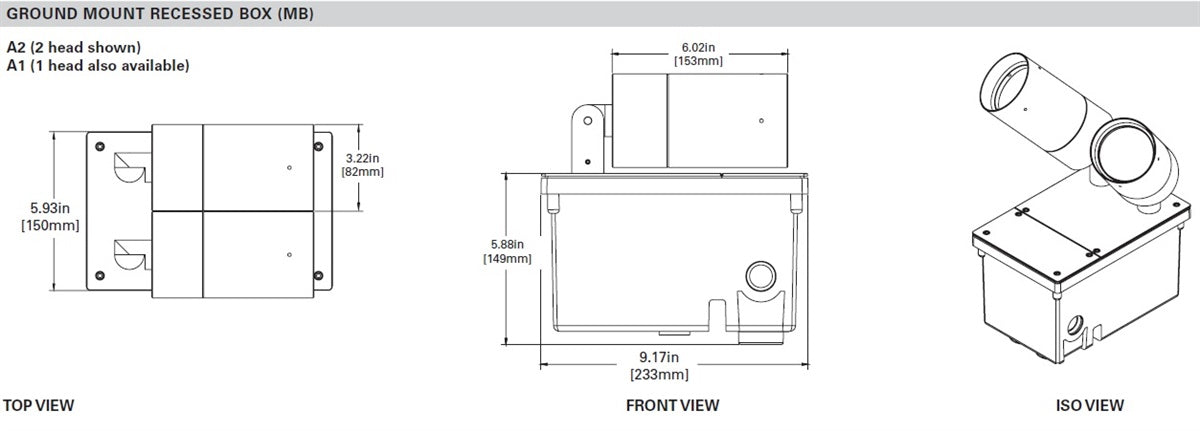 Lumiere 1003-A2-RCS-RI-LED2790-F-CS-L1-UNV-MB 10W Lanterra 1003 Accent and Flood LED, 2 Heads, Indoor,  Recessed Lens, 2700K Color Temperature, Flood Optic, City Silver Finish, 120-277V, Ground Mount