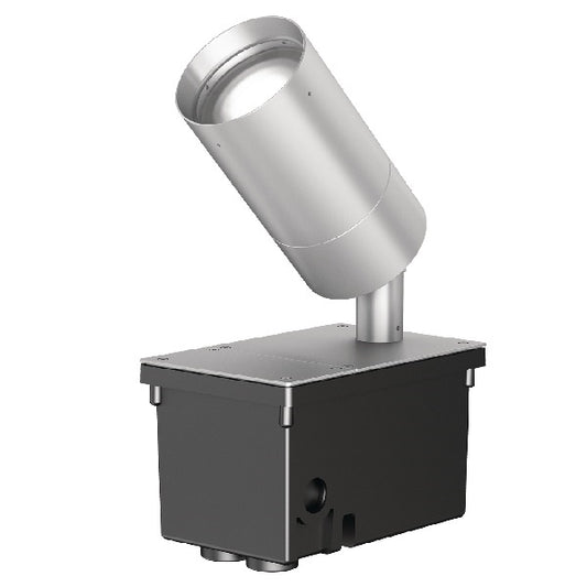 Lumiere 1003-A2-RCS-FL-LED3090-F-CS-L1-UNV-MB 10W Lanterra 1003 Accent and Flood LED, 2 Heads, Flush Lens Hood, 3000K Color Temperature, Flood Optic, City Silver Finish, 120-277V, Ground Mount