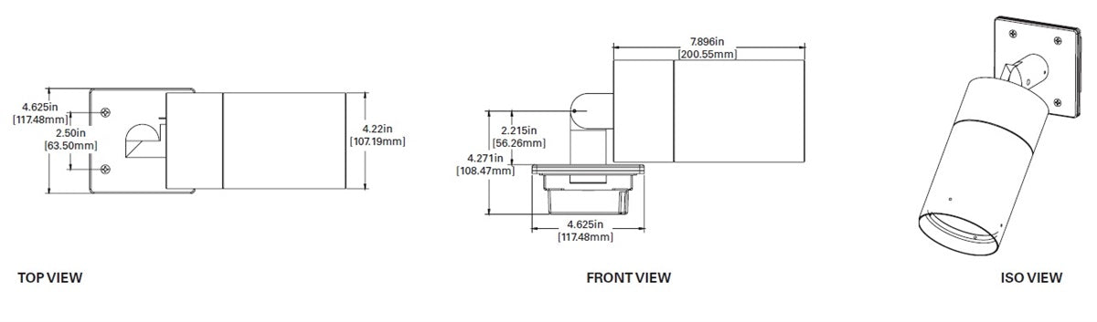 Lumiere 1004-A1-RCS-FL-LED3090-F-BK-L1-UNV-WIS 10W Lanterra Accent and Flood LED, 1 Head, Flush Lens Hood, 3000K Color Temperature, 90 CRI, Flood Optic, Black Finish, 120-277V, Wall Integral Driver Plate