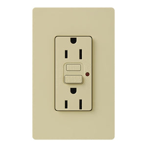 Lutron CAR-15-GFST-IV Claro Self-Testing Tamper Resistant 15A GFCI Receptacle, in Ivory
