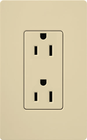 Lutron CAR-15H-IV Claro 15A Duplex Receptacle, Not Tamper Resistant, in Ivory