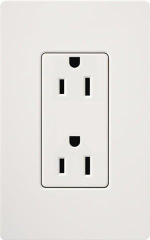 Lutron CAR-15H-WH Claro 15A Duplex Receptacle, Not Tamper Resistant, in White
