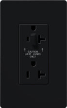 Lutron CAR-20-HDTR-BL Claro Tamper Resistant 20A Split Duplex Receptacle Half for Dimming Use in Black