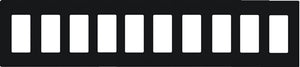 Lutron CW-10-BL (NT-R3R3R3R3R3R3R3R3R3R3-FB-BL) Nova T Screwless 10 Gang Wallplate Decora Opening, Fins Broken, in Black, Matte Finish