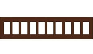 Lutron CW-10-SI (NT-R3R3R3R3R3R3R3R3R3R3-FB-SI) Nova T Screwless 10 Gang Wallplate Decora Opening, Fins Broken, in Sienna, Matte Finish