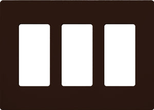 Lutron CW-3-BR Claro Screwless Wallplate 3 Gang in Brown