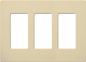 Lutron CW-3-IV Claro Screwless Wallplate 3 Gang in Ivory