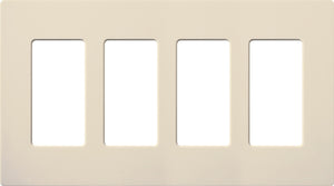 Lutron CW-4-LA Claro Screwless Wallplate 4 Gang in Light Almond