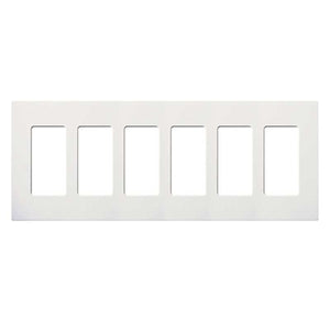 Lutron CW-6-WH Claro Screwless Wallplate 6 Gang in White