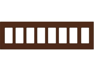 Lutron CW-8-SI (NT-R3R3R3R3R3R3R3R3-FB-SI) Nova T Screwless 8 Gang Wallplate Decora Opening, Fins Broken, in Sienna, Matte Finish