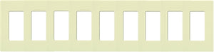 Lutron CW-9-AL (NT-R3R3R3R3R3R3R3R3R3-FB-AL Nova T Screwless 9 Gang Wallplate Decora Opening, Fins Broken, in Almond, Matte Finish