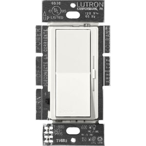 Lutron DVSCELV-300P-RW Diva Satin 300W Electronic Low Voltage Single Pole Dimmer in Architectural White