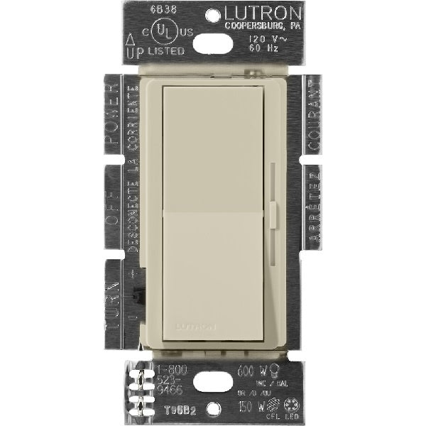 Lutron DVSCLV-600P-CY Diva Satin 600VA, 500W Magnetic Low Voltage Single Pole Dimmer in Clay