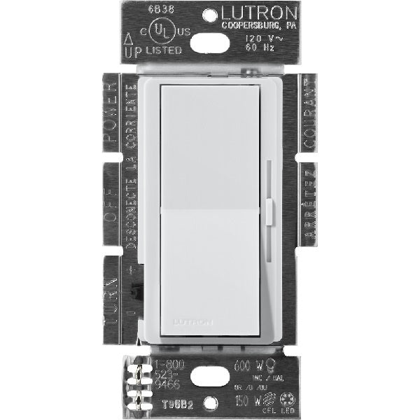 Lutron DVSCSTV-MI Diva Satin 0-10V Control Single Pole/3-Way Preset Dimmer, 50mA Sink, 8A Load in Mist
