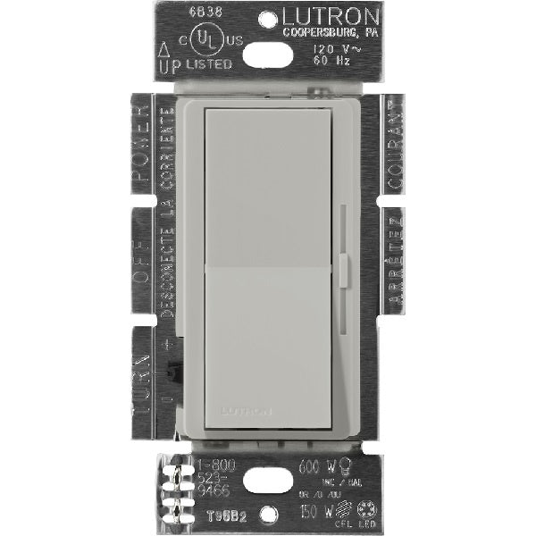 Lutron DVSCSTV-PB Diva Satin 0-10V Control Single Pole/3-Way Preset Dimmer, 50mA Sink, 8A Load in Pebble
