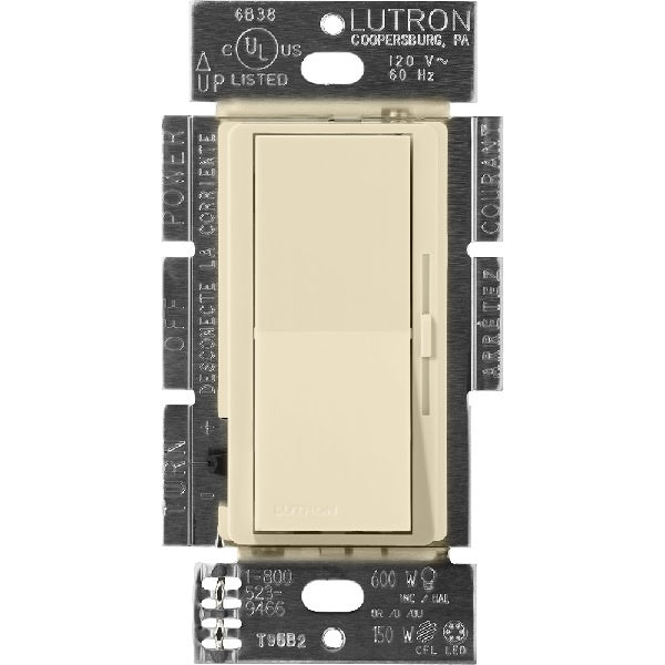 Lutron DVSCSTV-SD Diva Satin 0-10V Control Single Pole/3-Way Preset Dimmer, 50mA Sink, 8A Load in Sand