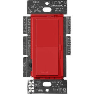Lutron DVSCSTV-SR Diva Satin 0-10V Control Single Pole/3-Way Preset Dimmer, 50mA Sink, 8A Load in Signal Red