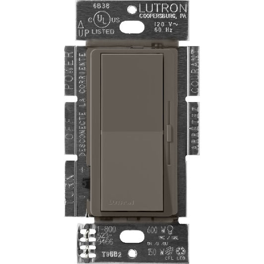Lutron DVSCSTV-TF Diva Satin 0-10V Control Single Pole/3-Way Preset Dimmer, 50mA Sink, 8A Load in Truffle