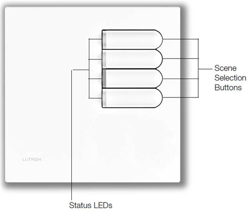 Lutron EGRX-4B-WH European 4-Button Wallstation for Grafik Eye 3000 System in White