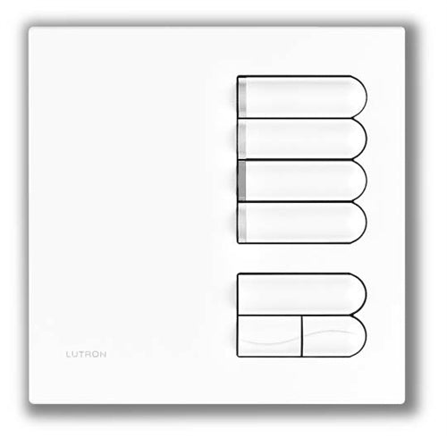 Lutron EGRX-4S-BC European 4-Scene Wallstation with Off and Raise/Lower for Grafik Eye 3000 System in Bright Chrome