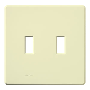 Lutron FG-2-AL Fassada 2-Gang Wallplate, Traditional Opening, Gloss Finish in Almond