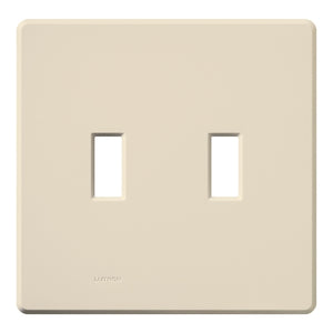 Lutron FG-2B-LA Fassada 2-Gang Wallplate, Traditional Opening, Gloss Finish in Light Almond
