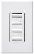 Lutron HQRA-W4BS-IV HomeWorks QS RF seeTouch Architectural 4-Button Keypad, Matte Finish, in Ivory