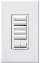 Lutron HQRA-W5BRL-TP HomeWorks QS RF seeTouch Architectural 5-Button with Raise/Lower Keypad, Matte Finish, in Ivory