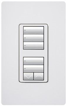 Lutron HQRD-W1RLD-WH HomeWorks QS RF seeTouch Designer Dual Group with Raise/Lower Keypad, in White
