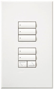 Lutron HQWA-W1RLDN-AL HomeWorks QS Wired seeTouch Architectural Dual Group with Raise/Lower Keypad, Non Insert Style, Matte Finish, in Almond
