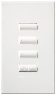 Lutron HQWA-W3BSRLN-AL HomeWorks QS Wired seeTouch Architectural 3-Button with Raise/Lower Keypad, Non Insert Style, Matte Finish, in Almond