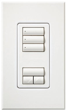 Lutron HQWA-W3SI-TP HomeWorks QS Wired seeTouch Architectural 3-Scene with Raise/Lower Keypad, Insert Style, Matte Finish, in Taupe