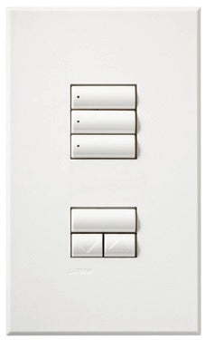 Lutron HQWA-W3SN-AL HomeWorks QS Wired seeTouch Architectural 3-Scene with Raise/Lower Keypad, Non Insert Style, Matte Finish, in Almond